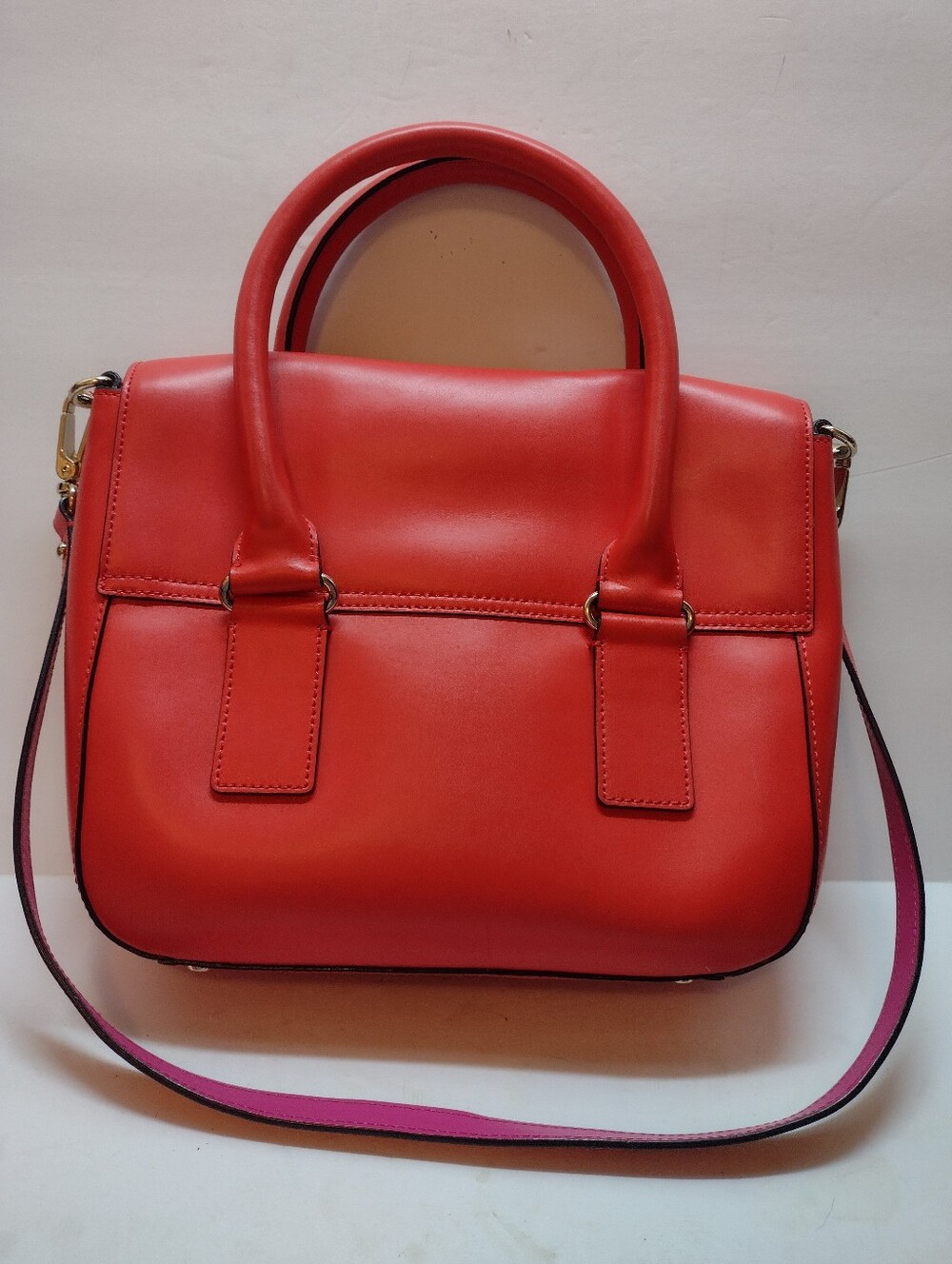 Kate Spade New York Bond Street Flo Satchel Leather ShoulderBag Red/Pink 2 Tone - Picture 6 of 11